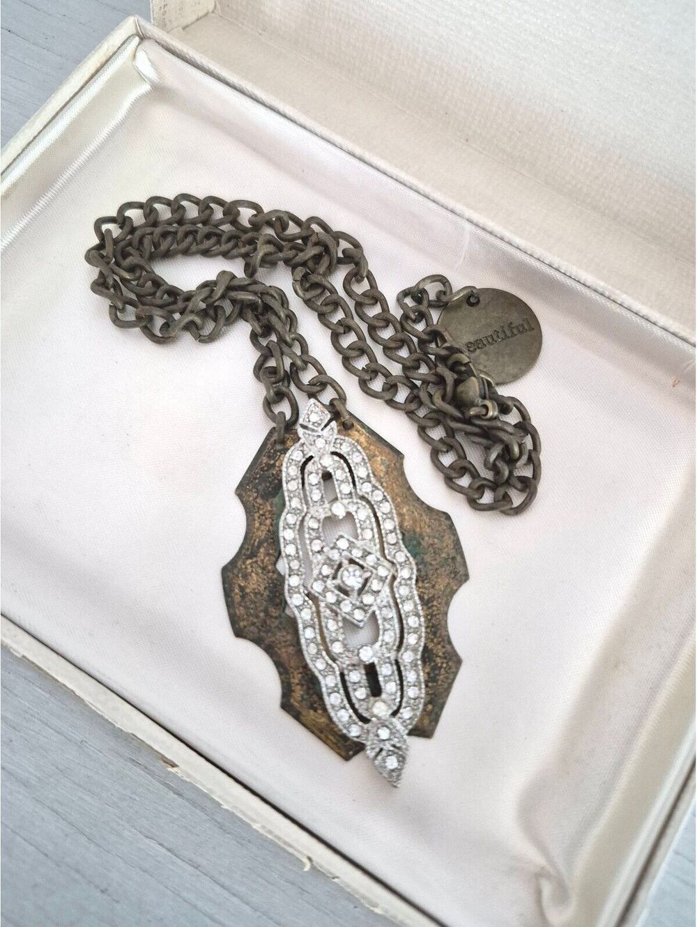 Vintage Art Deco Style Brass Necklace
